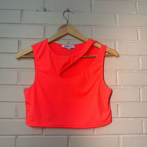 Love J Women's Coral Cutout Crop Top NWT Large